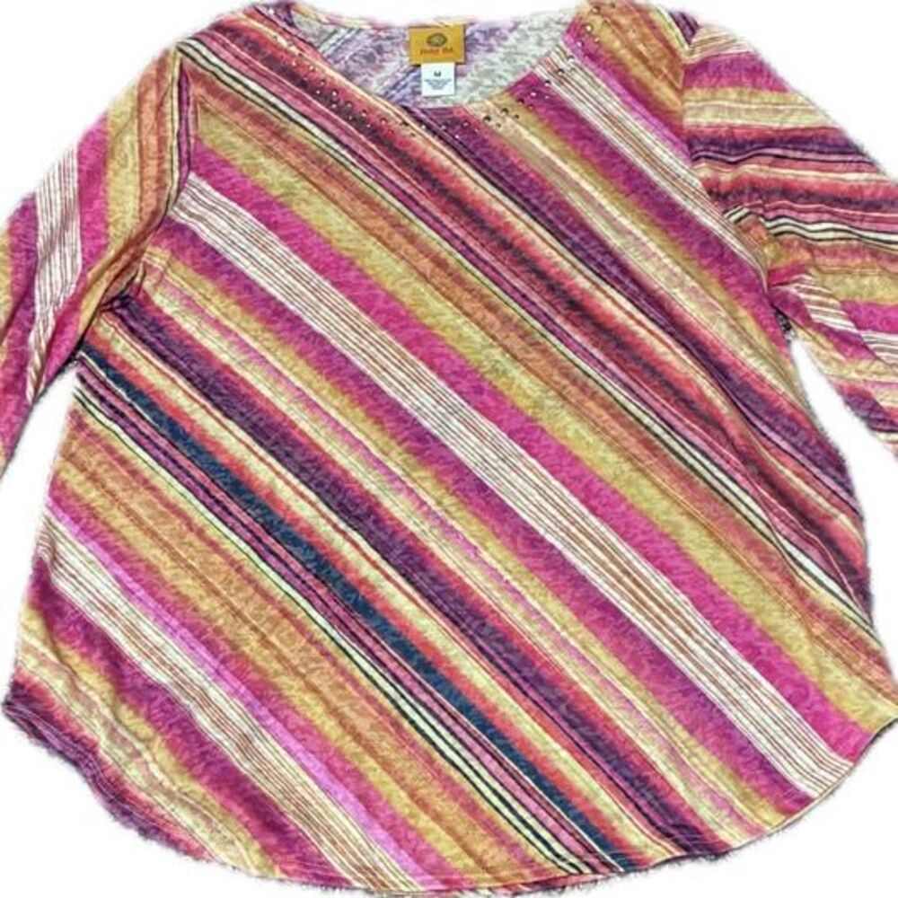 Ruby Rd. Size M Striped Embellished Top